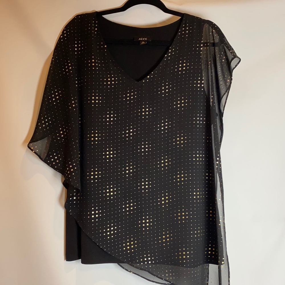 Alyx black and gold beautiful asymmetrical top XL